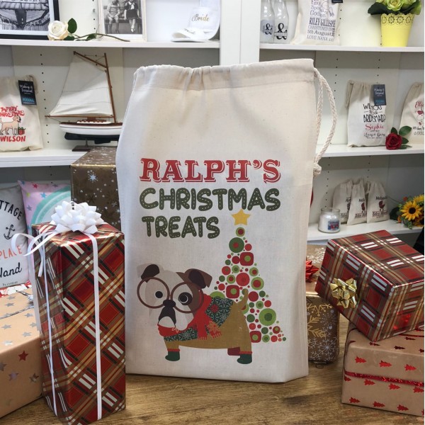 Personalised Dog Santa Sack - Bull Dog - Ralph Design